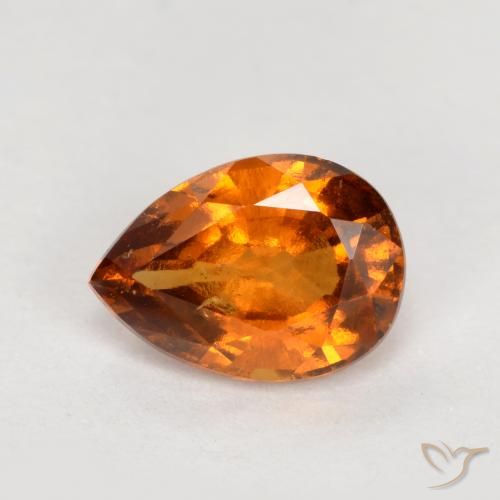 0.82ct Naturale Arancione scuro Granato hessonite, Forma a pera, VS-SI