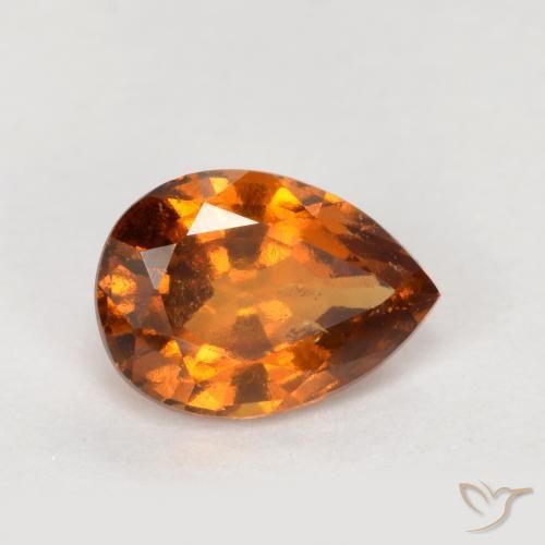 Granato hessonite Arancione scuro naturale da 0.82 ct, Forma a pera, VS-SI