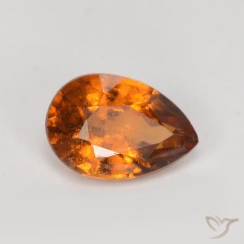 Granato hessonite Arancione scuro naturale da 0.79 ct, Forma a pera, SI