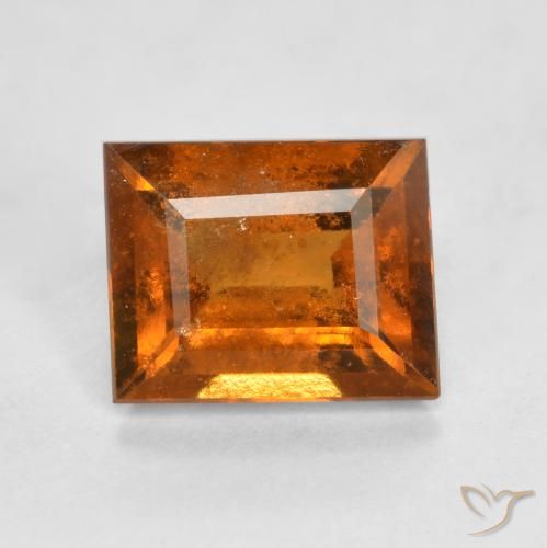 1.58ct Naturale Arancione scuro Granato hessonite, Taglio a baguette, SI