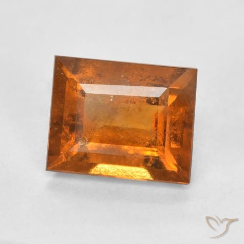 Granato hessonite Arancione scuro naturale da 1.58 ct, Taglio a baguette, SI
