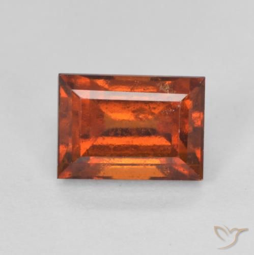 2.13ct Naturale Medium Dark-Orange Granato hessonite, Taglio a baguette, VS-SI
