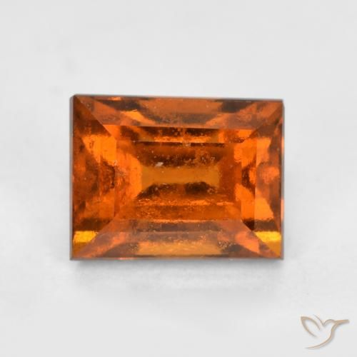1.29ct Naturale Arancione scuro Granato hessonite, Taglio a baguette, VS