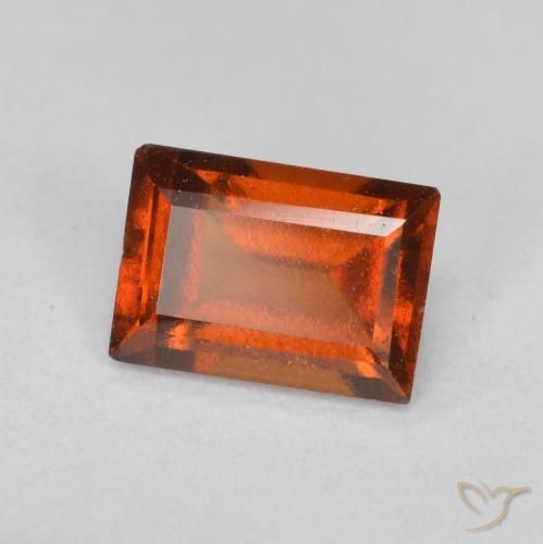 Granato hessonite Arancione scuro naturale da 0.93 ct, Taglio a baguette, VS