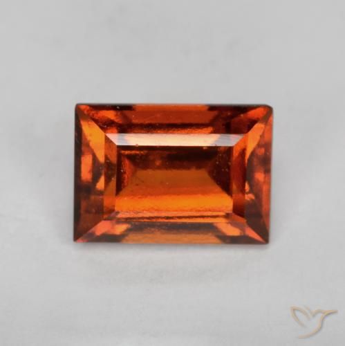 1.07ct Naturale Arancione scuro Granato hessonite, Taglio a baguette, VS