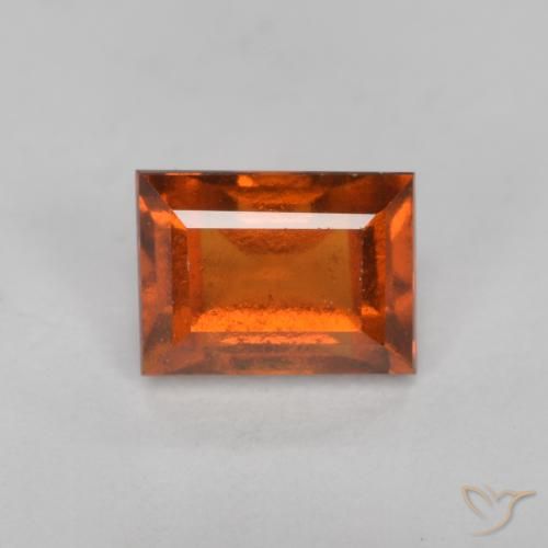 Granato hessonite Arancione rossastra naturale da 0.93 ct, Taglio a baguette, VS