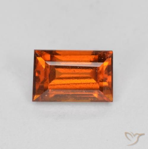0.87ct Naturale Arancione scuro Granato hessonite, Taglio a baguette, VS