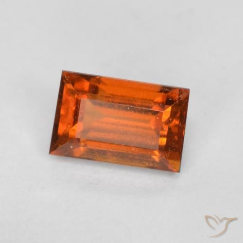 Granato hessonite Arancione scuro naturale da 0.87 ct, Taglio a baguette, VS
