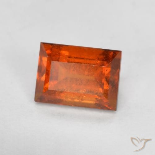 1.07ct Naturale Arancia Fuoco Granato hessonite, Taglio a baguette, VS-SI