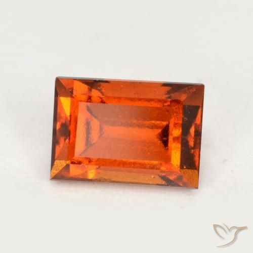 1.10ct Naturale Arancione scuro Granato hessonite, Taglio a baguette, VS