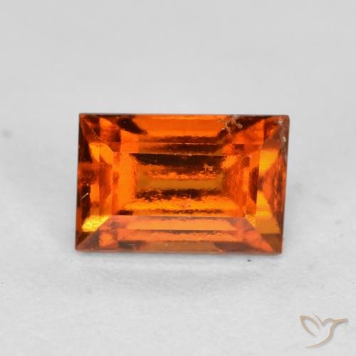 1.02ct Naturale Arancione rossastra Granato hessonite, Taglio a baguette, VS