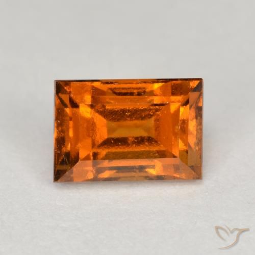 1.14ct Naturale Arancio medio-scuro Granato hessonite, Taglio a baguette, VS