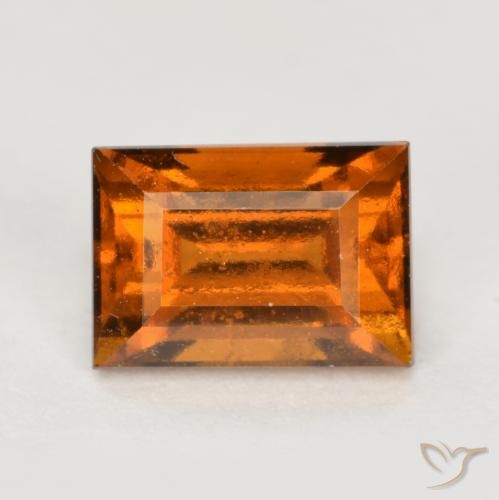 1.36ct Naturale Arancio medio-scuro Granato hessonite, Taglio a baguette, VS