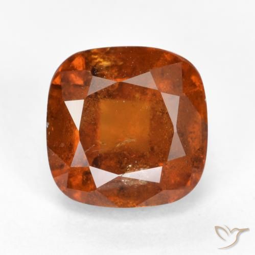 2.40ct Naturale Arancione rossastra Granato hessonite, Cuscino, SI