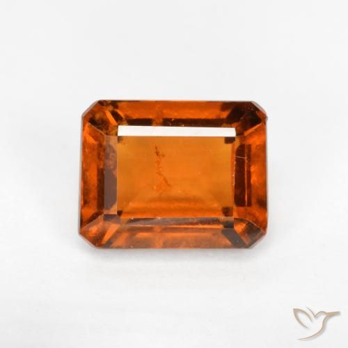 2.14ct Naturale Arancione rossastra Granato hessonite, Taglio smeraldo, SI
