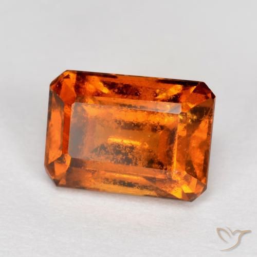Granato hessonite Arancio medio-scuro naturale da 1.48 ct, Ottagonale / Taglio smeraldo, SI
