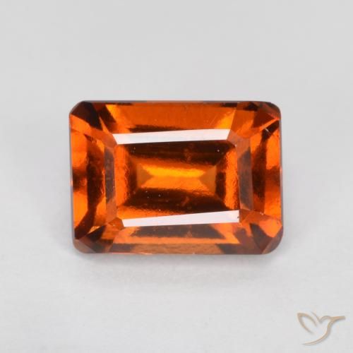 1.38ct Naturale Arancione Ambra Granato hessonite, Taglio smeraldo, VVS-VS