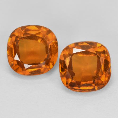 Gemme di Granato hessonite Arancio medio-scuro naturale da 2.63 ct, Taglio a cuscino, VS-SI