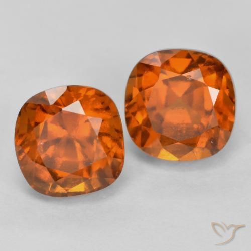 3.34ctw Naturale Arancione scuro Granato hessonite, Cuscino, VS-SI