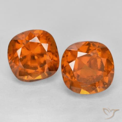 Gemme di Granato hessonite Arancione scuro naturale da 3.34 ct, Cuscino, VS-SI