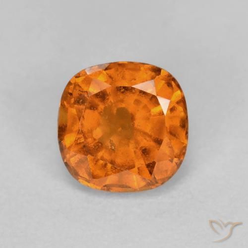 Granato essonite naturale arancione da 0,83 ct, taglio a cuscino, SI