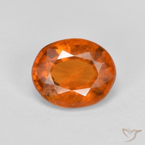2.10ct Naturale Arancione scuro Granato hessonite, Ovale, VS-SI
