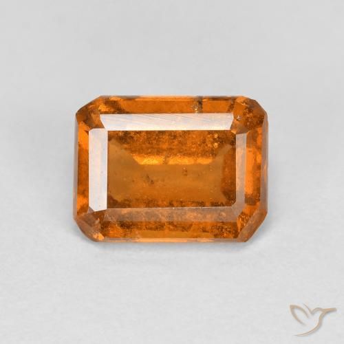 1.74ct Naturale Arancio Medio Granato hessonite, Taglio smeraldo, VS