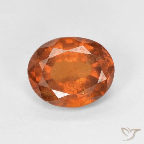 1.45ct Naturale Arancione scuro Granato hessonite, Ovale, VS-SI