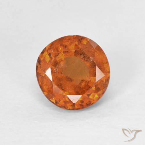 0.85ct Naturale Medium Dark-Orange Granato hessonite, Rotondo, VS