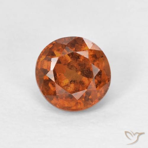 0.91ct Naturale Arancione scuro Granato hessonite, Rotondo, VS