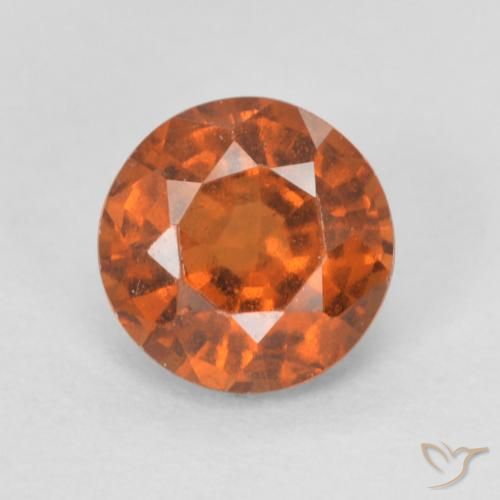0.86ct Naturale Arancione scuro Granato hessonite, Rotondo, VVS-VS