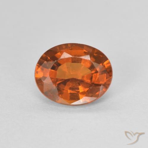 1.10ct Naturale Arancione scuro Granato hessonite, Ovale, VVS-VS