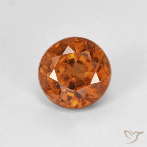 0.90ct Naturale Medium Dark-Orange Granato hessonite, Rotondo, VVS-VS