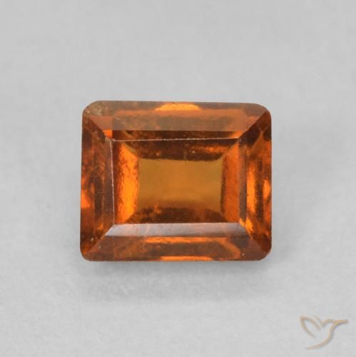 0.66ct Naturale Arancio Medio Granato hessonite, Taglio a baguette, VS