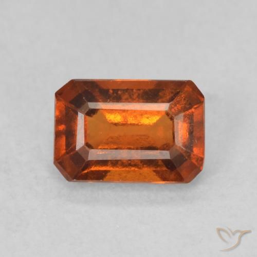 0.90ct Naturale Arancione scuro Granato hessonite, Taglio smeraldo, VS
