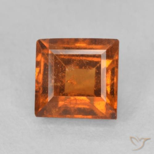 1.00ct Naturale Arancione rossastra Granato hessonite, Quadrato, VS-SI