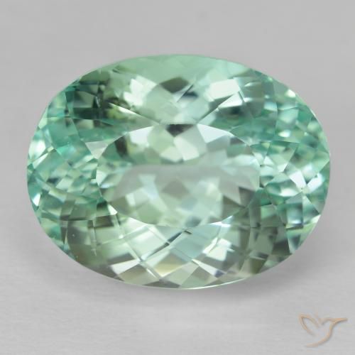 30.58ct Naturale Verde bluastro chiaro Nascosto, Ovale, VVS-VS