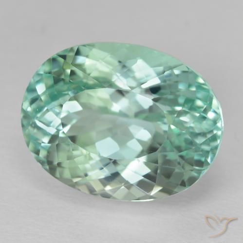 Nascosto Verde bluastro chiaro naturale da 30.58 ct, Ovale, VVS-VS