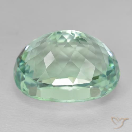 Nascosto Verde bluastro chiaro naturale da 30.58 ct, Ovale, VVS-VS
