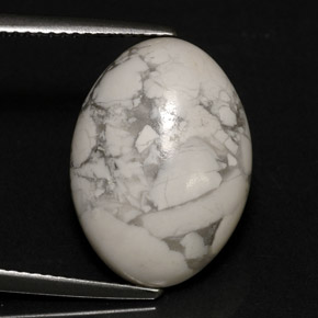 Howlite naturale bianco da 9,53 ct, taglio ovale, opaco