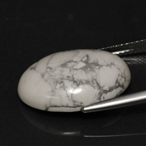 Howlite naturale bianco da 9,53 ct, taglio ovale, opaco