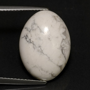 Howlite Bianco grigio naturale da 9.54 ct, Taglio ovale, Opaco
