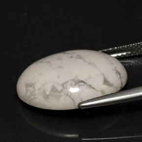 Howlite Bianco grigio naturale da 9.54 ct, Taglio ovale, Opaco