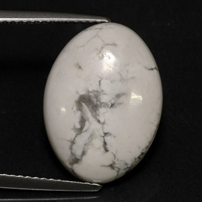 Howlite Bianco grigio naturale da 8.21 ct, Taglio ovale, Opaco