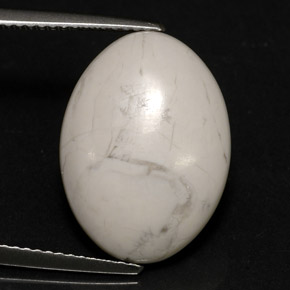 Howlite Bianco grigio naturale da 9.26 ct, Taglio ovale, Opaco