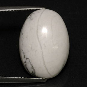 Howlite Bianco grigio naturale da 9.46 ct, Taglio ovale, Opaco