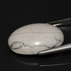 Howlite Bianco grigio naturale da 9.46 ct, Taglio ovale, Opaco