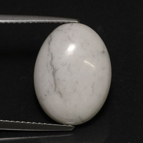Howlite Bianco grigio naturale da 7.35 ct, Taglio ovale, Opaco