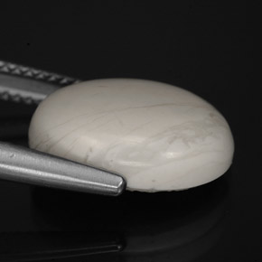 Howlite naturale bianco da 6,21 ct, taglio ovale, opaco