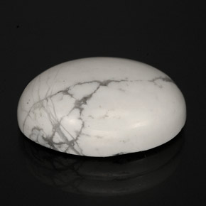 Howlite Bianco grigio naturale da 5.82 ct, Taglio ovale, Opaco